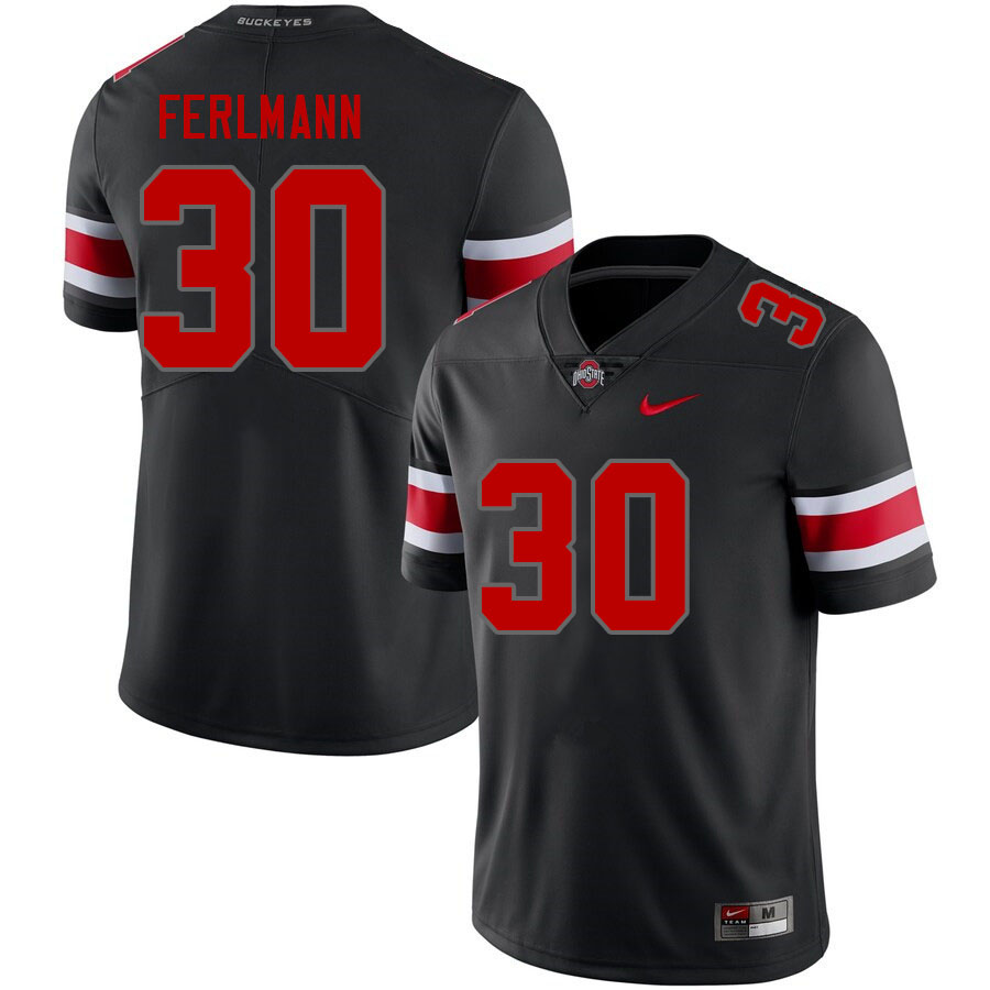 Ohio State Buckeyes John Ferlmann Men's #30 Blackout Authentic Stitched College Football Jersey
